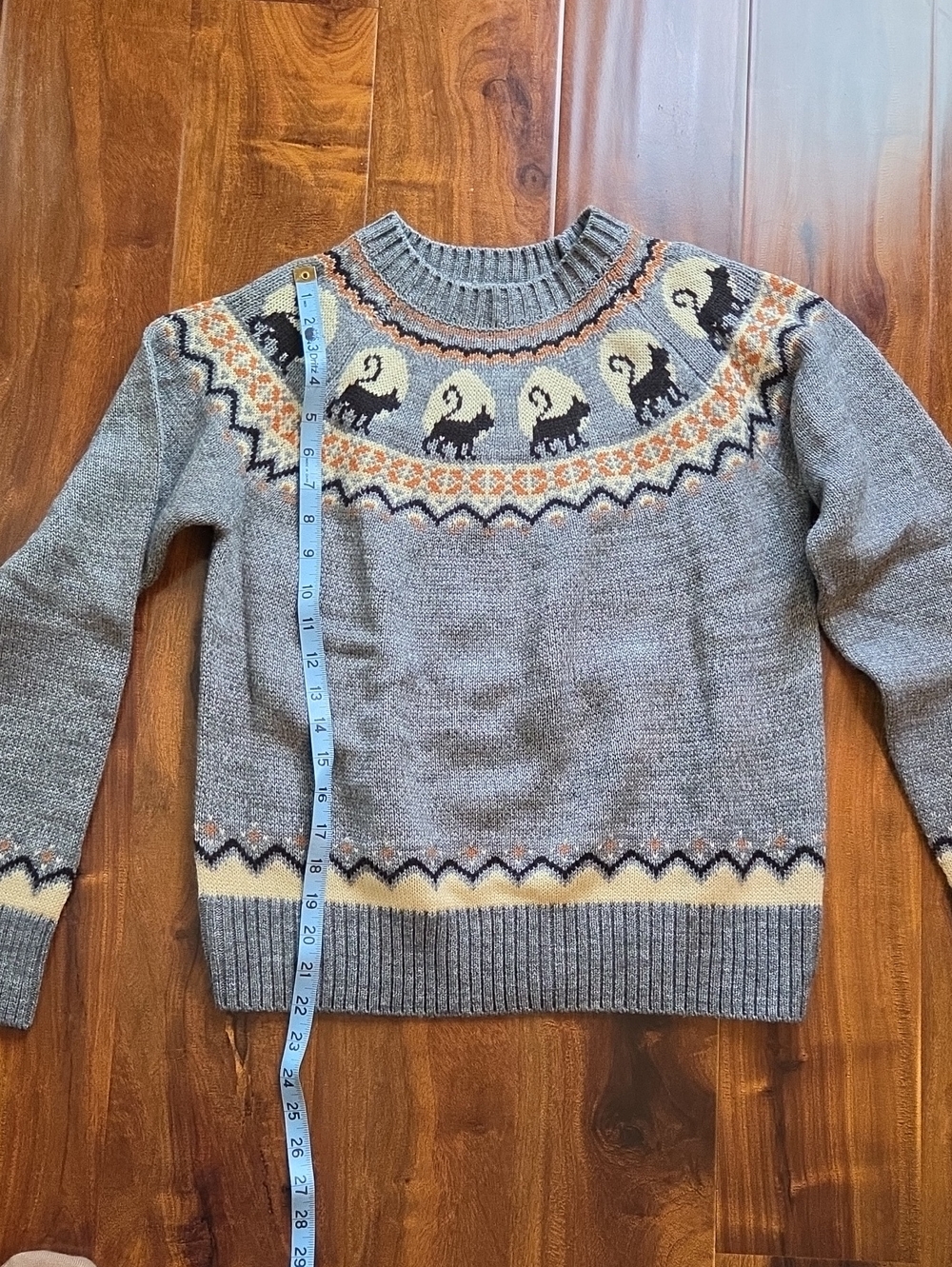 KJP Cozy Cabin Sweater Black Cat and Moon Sweater Halloween - Picture 5 of 10